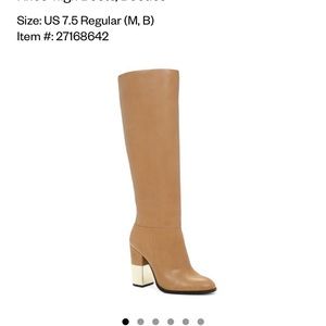 ALDO RARE Vitaly Gold Heel Cognac Leather Knee-high Boots/Booties